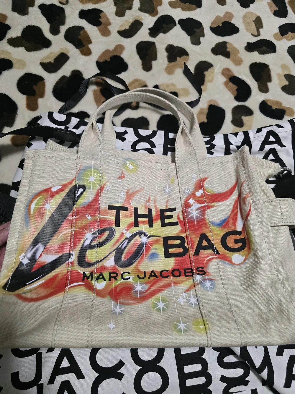 Marc Jacobs Black & White Graphic Logo Stripe Tote